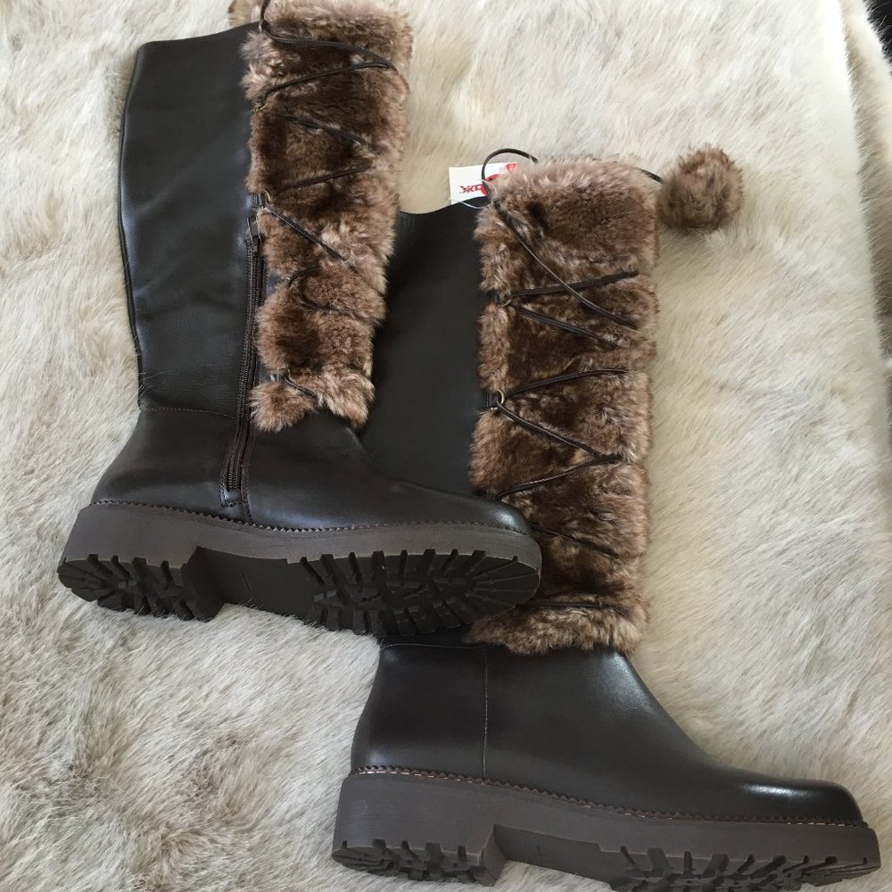 Lands End Fur Boots NWT